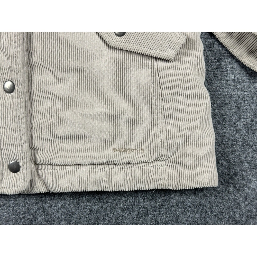 Vtg Patagonia Corduroy Lined Jacket Small Removable Hoodie Beige Grey Snap Down - Picture 2 of 10